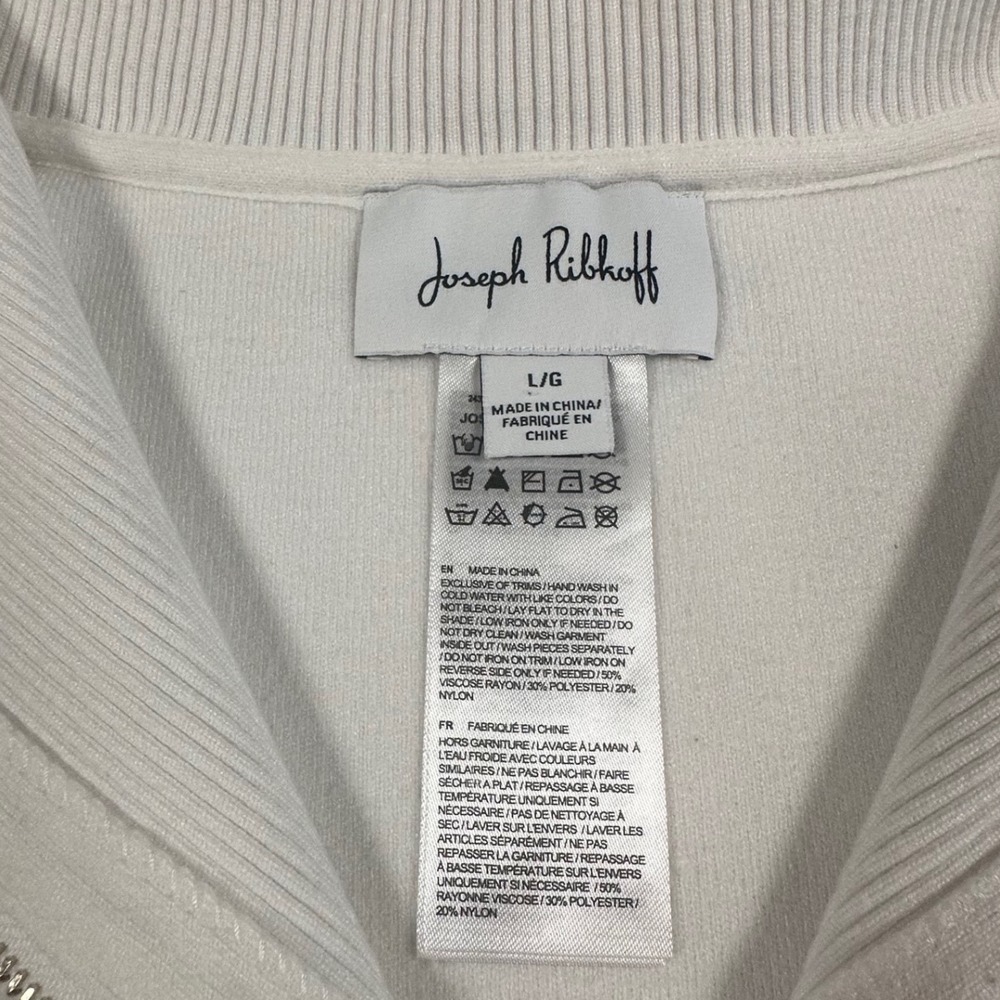 Joseph Ribkoff Jacquard Zipped Collar‎ Sweater Vanilla Women's Large - Picture 6 of 8